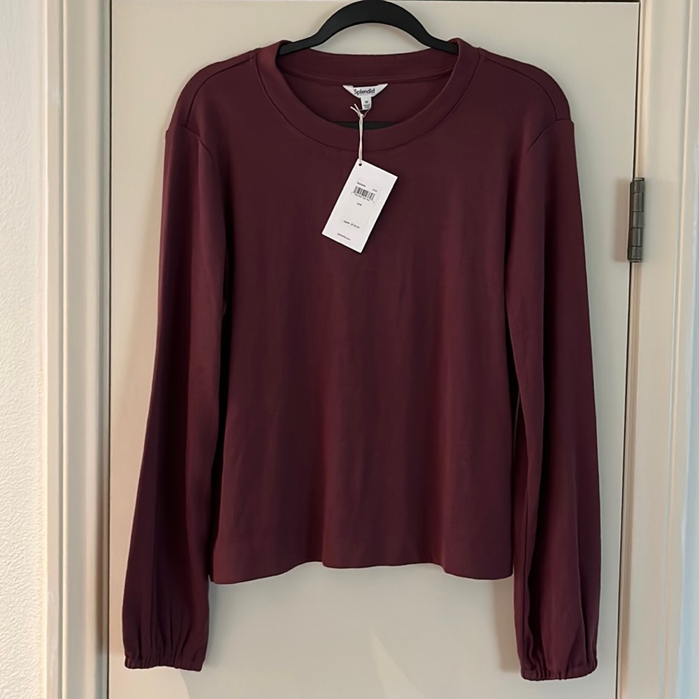Splendid Hazel Rib Crew Neck Long Cuffed Bell Sleeves Pullover